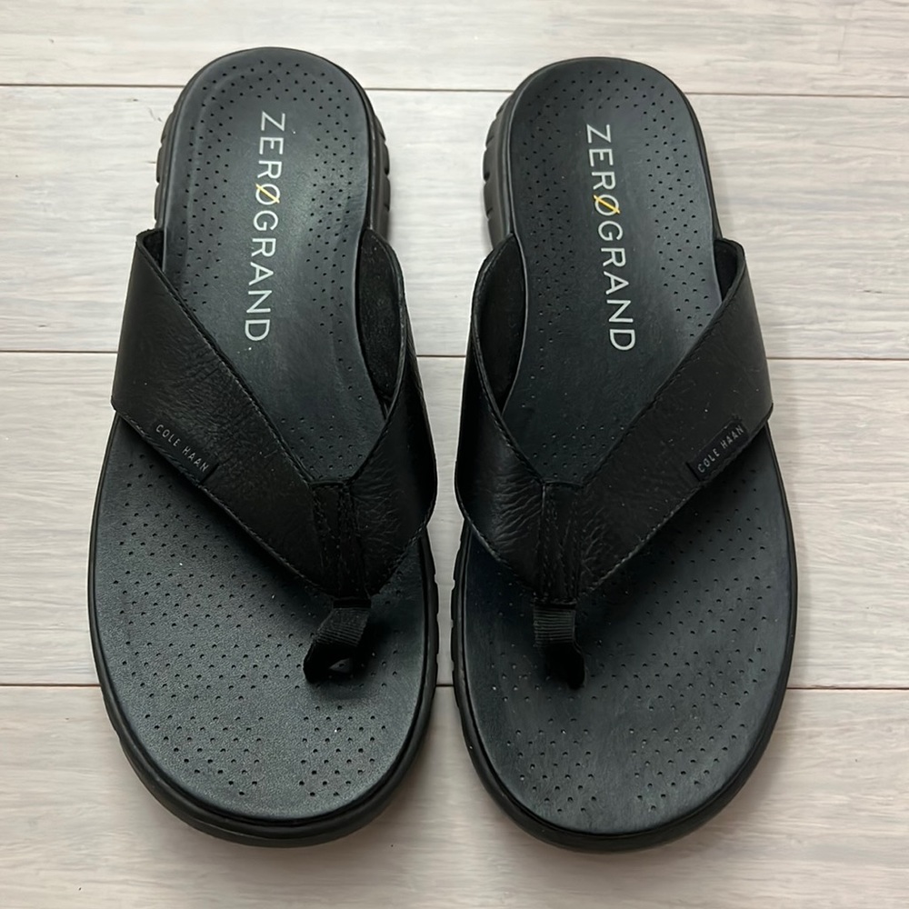 Men’s Black Cole Haan ZEROGRAND Black Flip Flop Dress Casual Sandals Size 11M